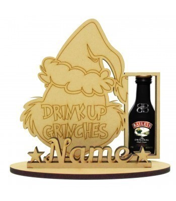 6mm 'Drink Up Grinches' Baileys Irish Liqueur Miniature Christmas Holder on a Stand - Stand Options